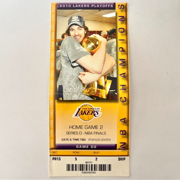 2010 NBA Finals Ticket Stub - Los Angeles Lakers vs Boston Celtics Game 2 - Picture 1 of 2